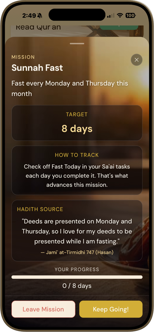 Sunnah missions screen